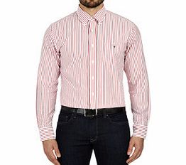 Bright red and white cotton striped shirt