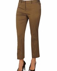 Brown cotton blend straight-leg trousers