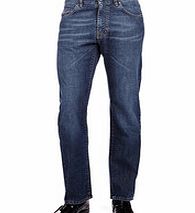 Dark blue faded straight leg jeans