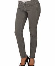 Grey cotton blend low-waisted jeans