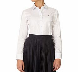 White cotton blend stretch Oxford shirt