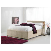 Garbo Double Bed, Ivory Faux Suede with
