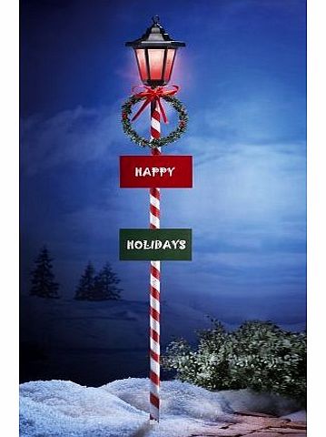 Collections Etc - Happy Holidays Solar Lamp Post Outdoor Decoration - 55``H