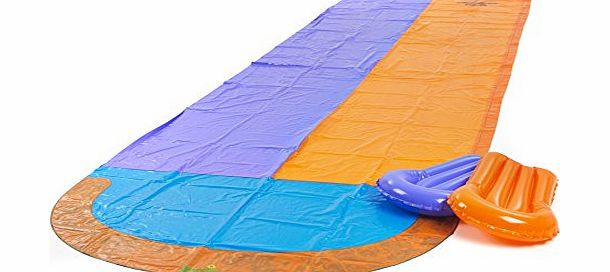 Garden Games Limited 4.7m Double Racing Water Slide with Two Inflatable Boogie Boards and Sprinkler