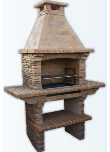 Stone Masonry Barbecue BBQ With Grill and Side Tables