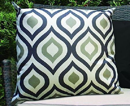 Black amp; Grey Geometric Design Water Resistant Outdoor Filled Cushion for Cane/Garden Furniture
