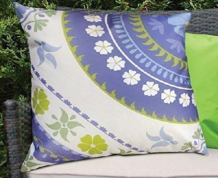 Blue Flower Design Water Resistant Outdoor Filled Cushion for Cane/Garden Furniture