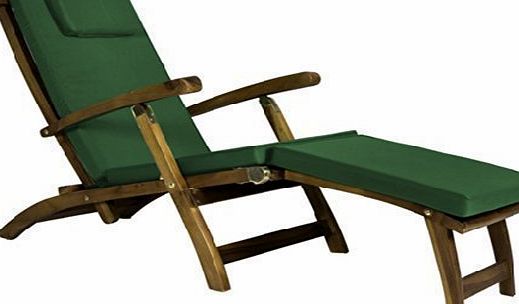 Gardenista Green Water Resistant Steamer Chair Cushion Pad for Garden Sun Lounger Chair Bed