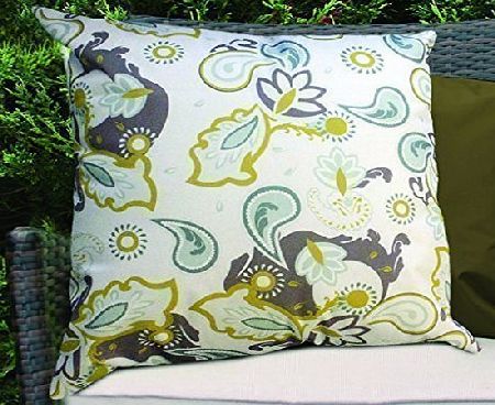 Gardenista Olive Paisley Design Water Resistant Outdoor Filled Cushion for Cane/Garden Furniture