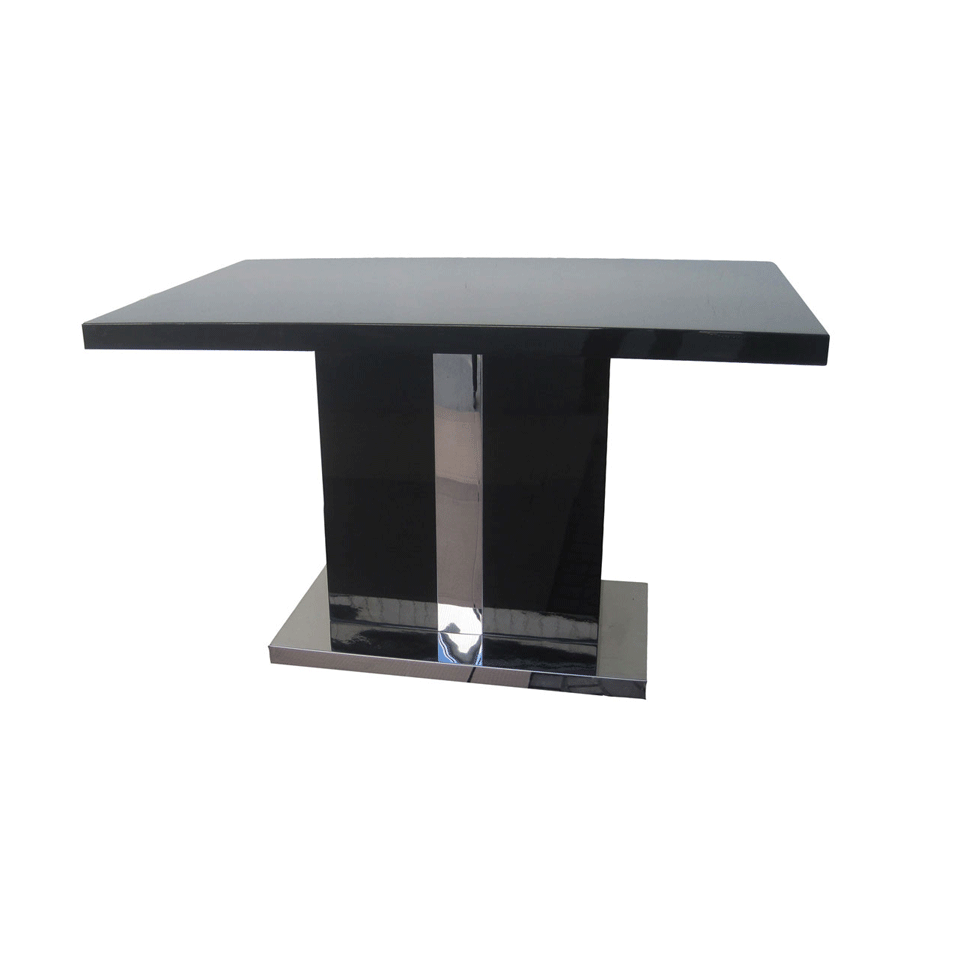 Black 4 Seat High Gloss 1.3m Plinth Dining Table