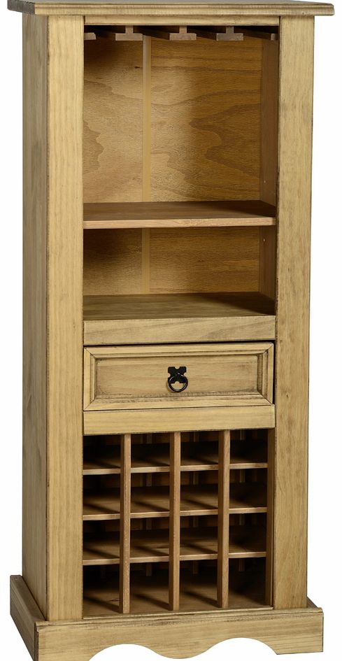 Cortez Corona Pine Wine Rack & Accessory Cabinet