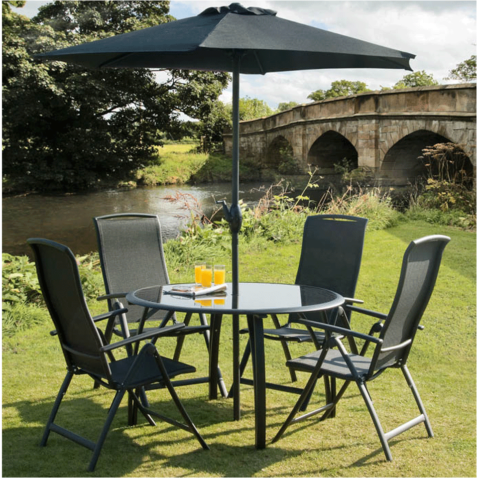 Gardens and Homes Direct Havana Black 4 Seat 1.2m Outdoor Round Dining Set