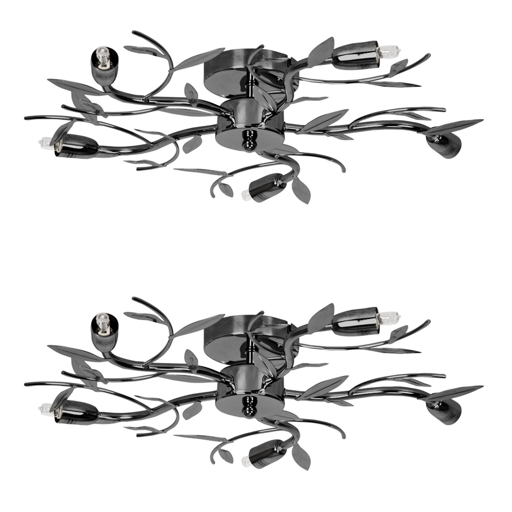 Pair of Blossom Five Way Flush Ceiling Lights in