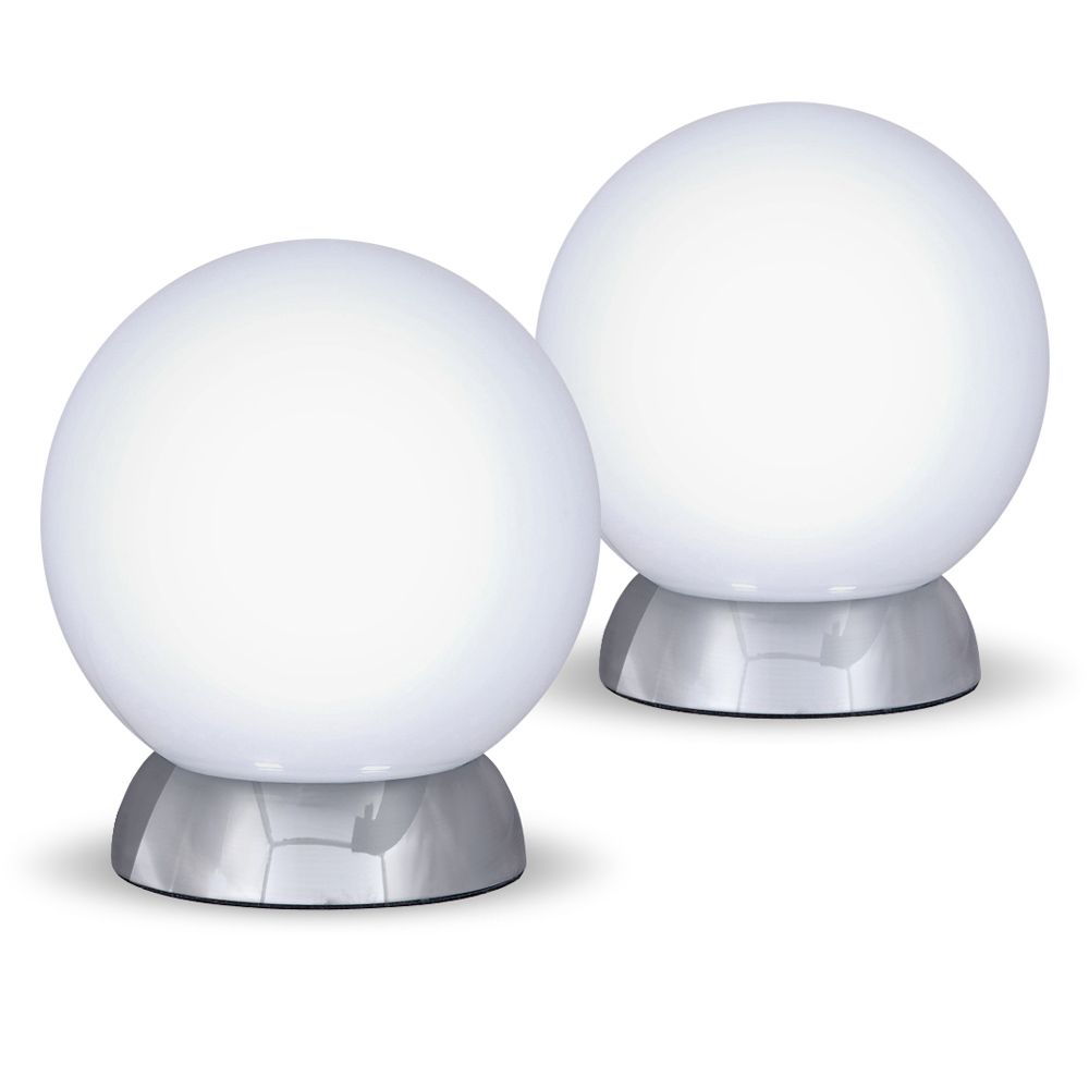 Gardens and Homes Direct Pair of Globe Touch Table Lamps in Chrome with