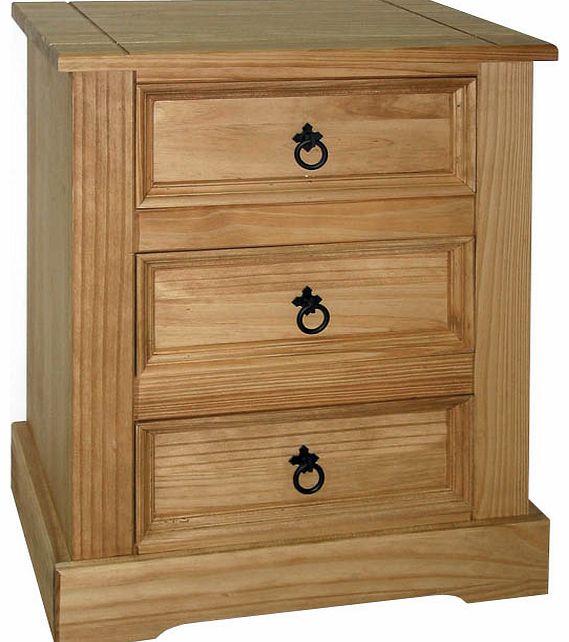 Gardens and Homes Direct Santa Fe 3 Drawer Pine Bedside Table