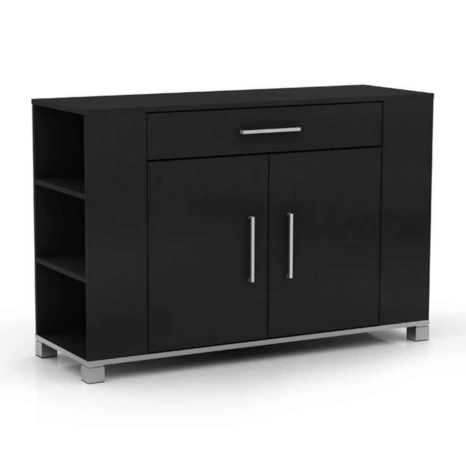 Gardens and Homes Direct Sorrento 2 Door Black Sideboard with End Shelves