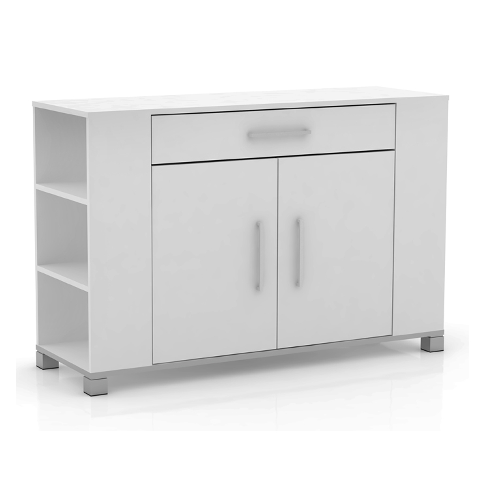 Sorrento 2 Door White Sideboard with End Shelves