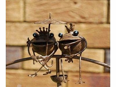 Frog King & Queen Metal Wind Spinning Ornament