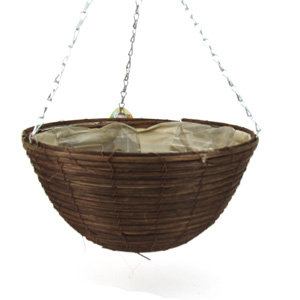 14 inch Brown Rattan Hanging Basket