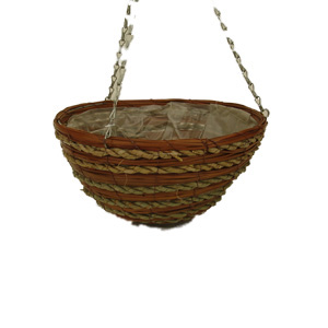 14 Inch Rope and Fern Hanging Basket