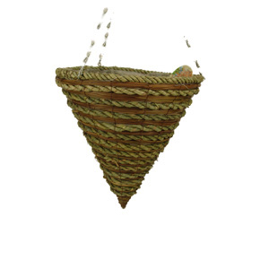 14 Inch Rope and Fern Hanging Cone