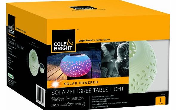 Colour Changing LED Garden Solar Filigree Table Light