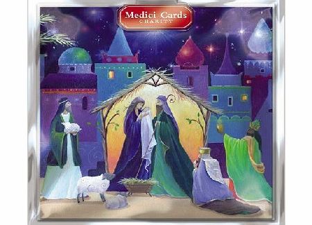 GBCC Medici Charity Christmas Cards - Pack Of 8 Cards - Starlit Night - In aid of the following Charities: Marie Curie Cancer Care, Donkey Sanctuary, Woodland Trust, Parkinsons, CLIC Sargent, HFT