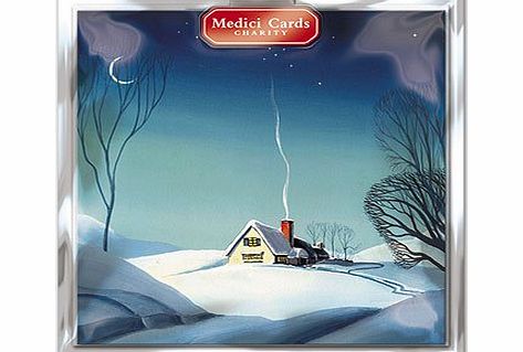 Medici Charity Christmas Cards (MED6901) Pack Of 8 Cards - House In The Snow - In aid of the following Charities: Marie Curie Cancer Care, Parkinsons, CLIC Sargent, Oxfam, Lifeboats, Macmillan