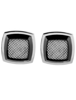 Gc Guess Collection Steel and Black Cufflinks