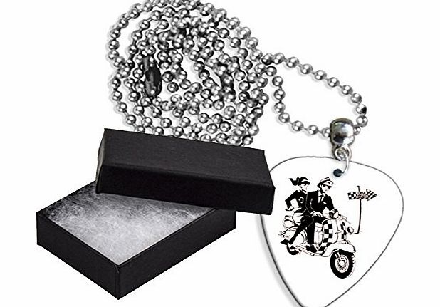 GD Picks Ska Scooter 2 Tone Boxed Metal Guitar Pick Necklace (GD)