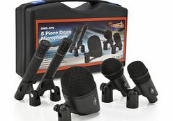 Gear4Music 5 Piece Drum Mic Set with Carry Case by Gear4music