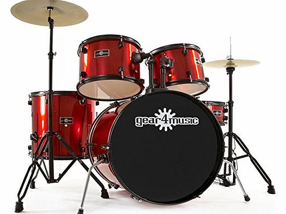 Gear4Music BDK-1 Full Size Starter Drum Kit by Gear4music Red