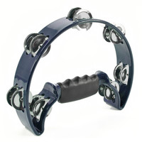 Gear4Music D-Shaped Tambourine by Gear4music Blue - Nearly