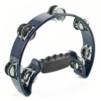 Gear4Music D-Shaped Tambourine by Gear4music Blue