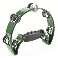 Gear4Music D-Shaped Tambourine by Gear4music Green