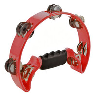 Gear4Music D-Shaped Tambourine by Gear4music Red