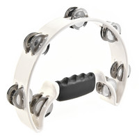Gear4Music D-Shaped Tambourine by Gear4music White