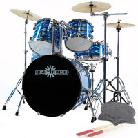 Gear4Music Deluxe Drum Kit by G4M Laser Blue - Complete Pack