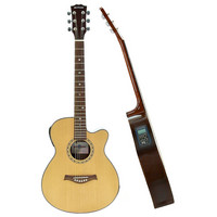 Gear4Music Deluxe Single Cutaway Electro Acoustic Natural