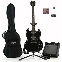 Gear4Music Electric-AC Guitar and Complete Pack Black