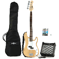 Gear4music Electric G-4 Bass Guitar and Amp Pack- Nat