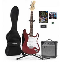 Gear4Music Electric-ST Guitar and Complete Pack Wine Red