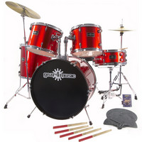 Gear4Music Full Size Starter Drum Kit   Complete Pack Red