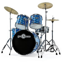 GD-51 Deluxe Drum Kit by Gear4music Laser Blue