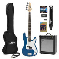 Gear4Music LA Bass Guitar   25W Amp Pack Blue