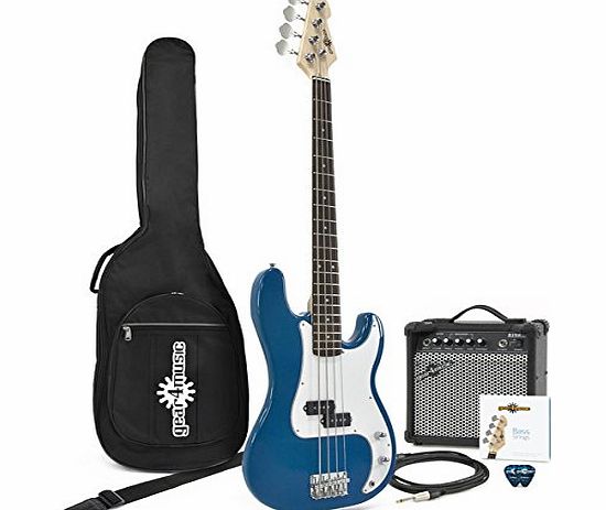 Gear4Music LA Bass Guitar   Amp Pack Blue