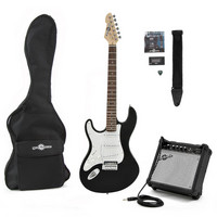 LA Left Handed Electric Guitar + Amp Pack Black