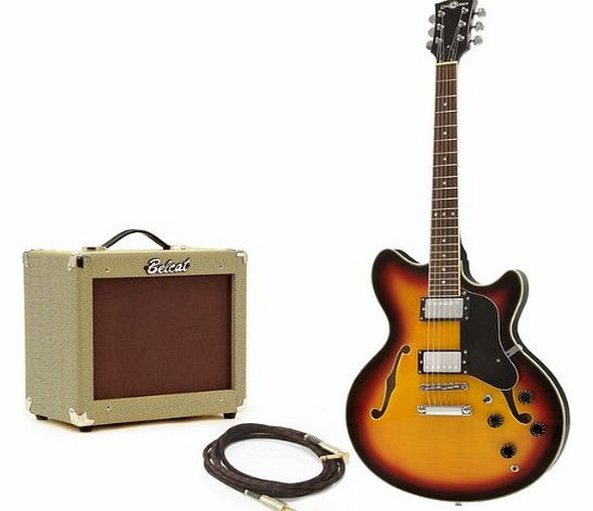 San Francisco Semi Acoustic Guitar and Belcat V35RG Guitar Amp Pack