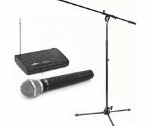 Single Wireless Mic System and Stand by Gear4music