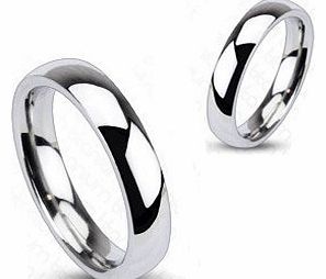 Gekko Body Jewellery Solid Titanium Glossy Mirror Polished Traditional Wedding Band Ring (4mm Width) - Size J